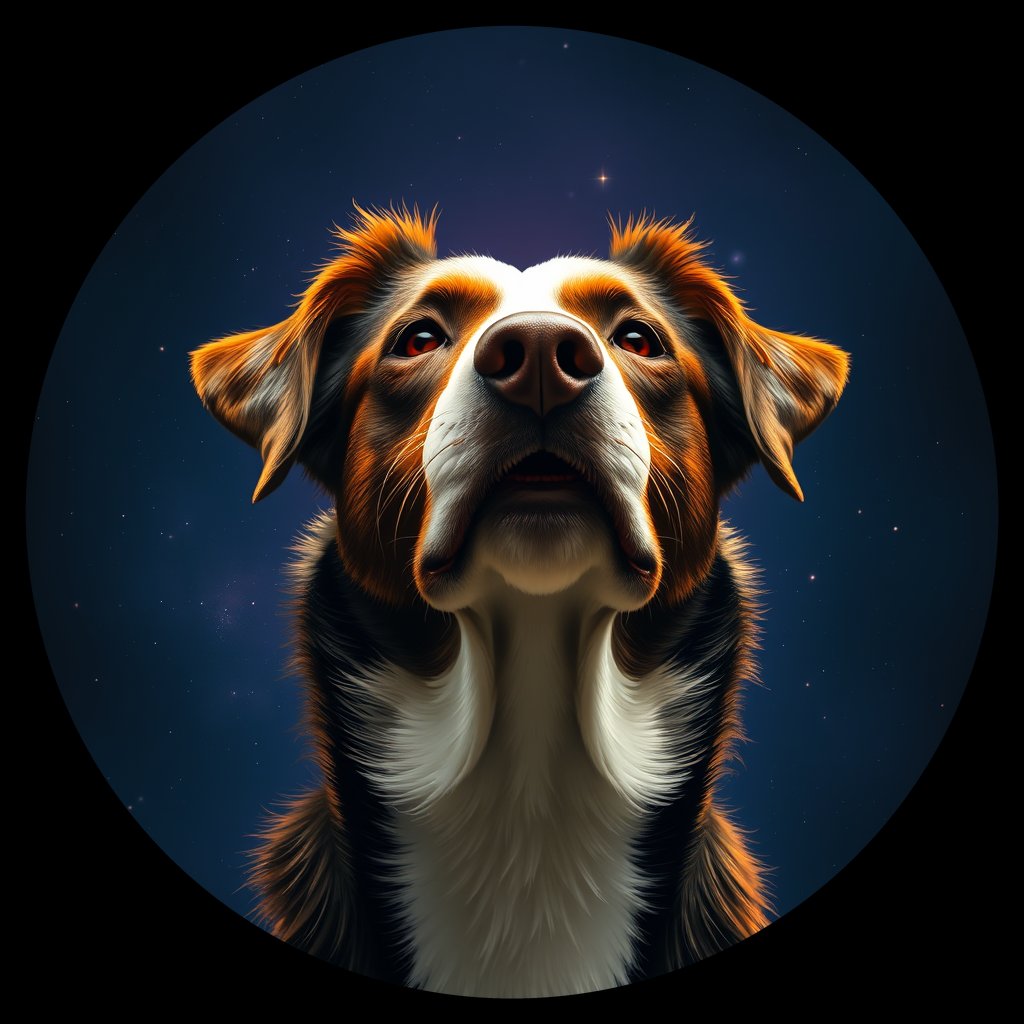 Cosmic medallion portrait of BORD_34058, a Border Collie