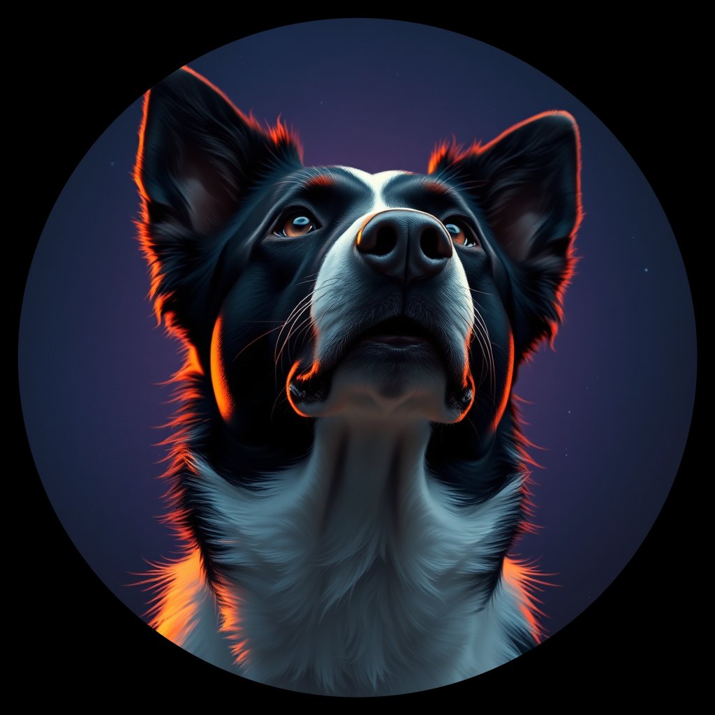 Cosmic medallion portrait of BORD_BORD_12713, a Border Collie