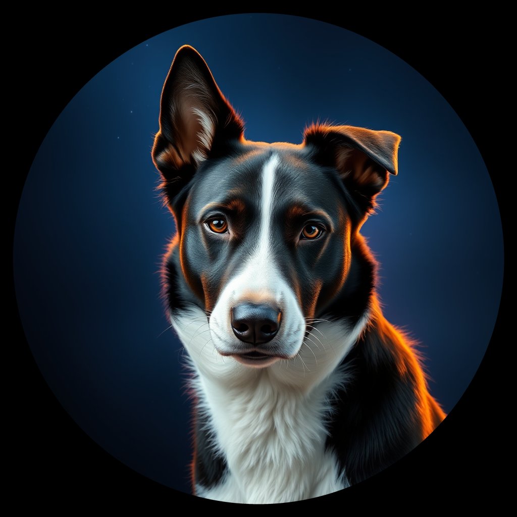 Cosmic medallion portrait of BORD_BORD_27579, a Border Collie