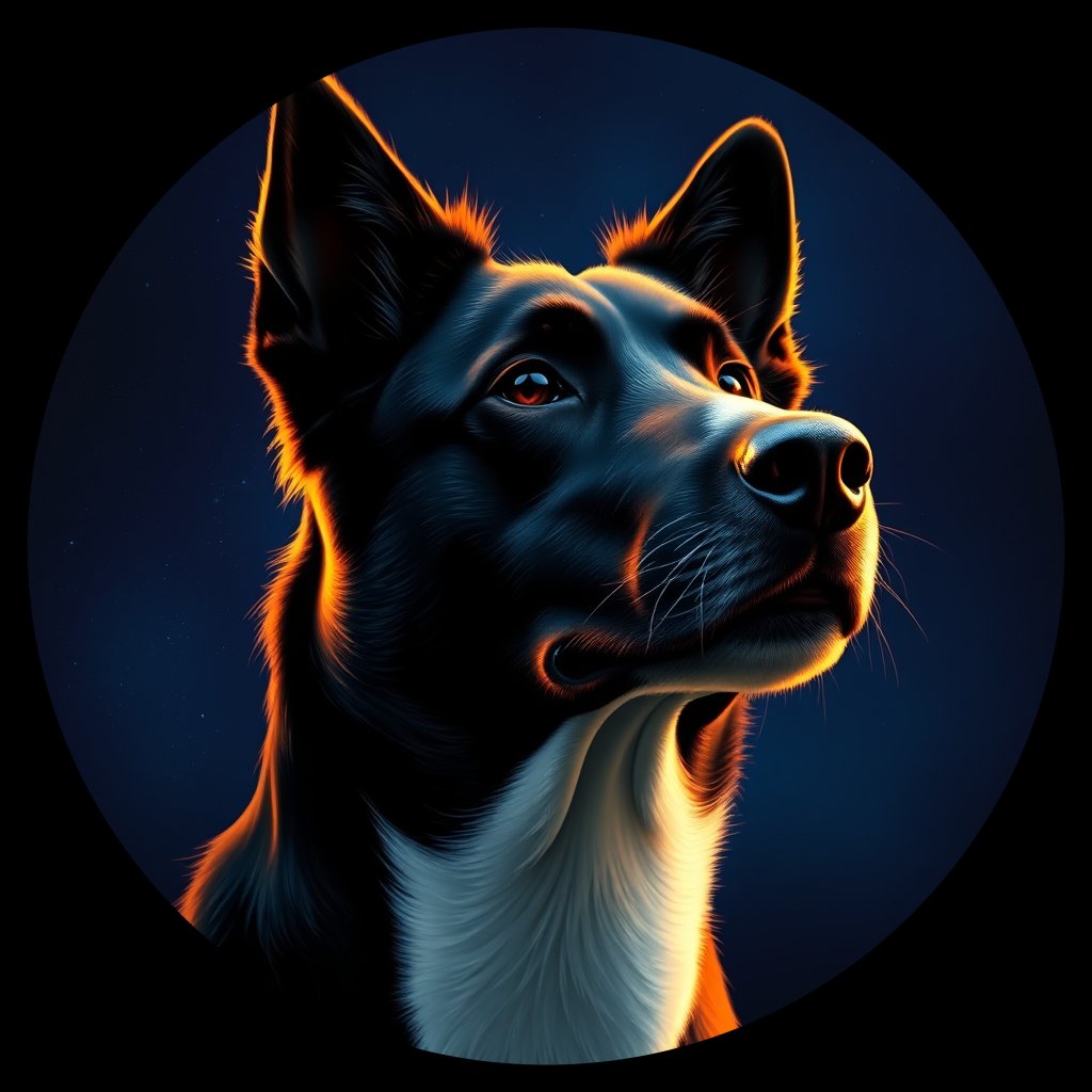 Cosmic medallion portrait of BORD_BORD_28461, a Border Collie