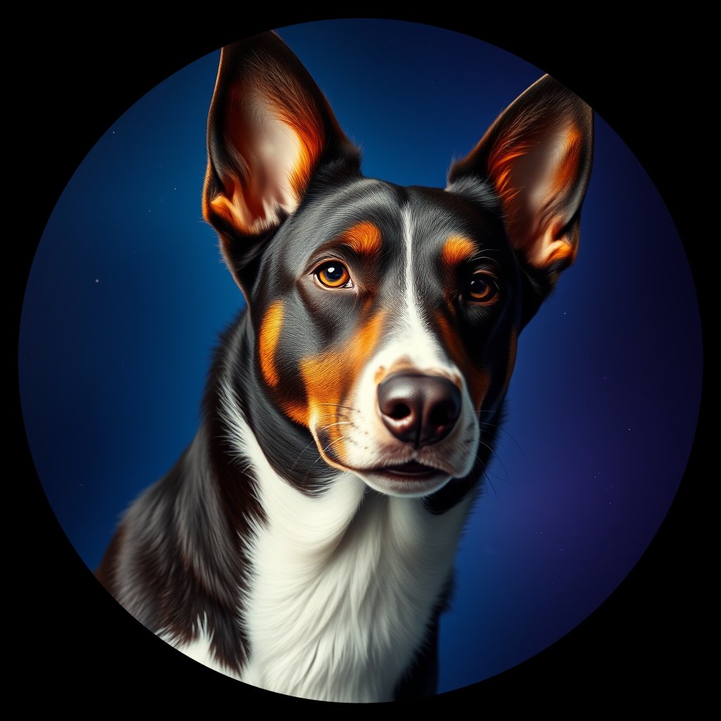 Cosmic medallion portrait of BORD_BORD_28463, a Border Collie
