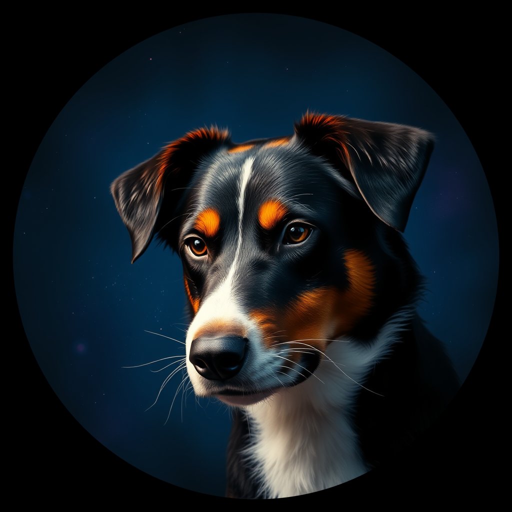 Cosmic medallion portrait of BORD_BoC_00GT56, a Border Collie