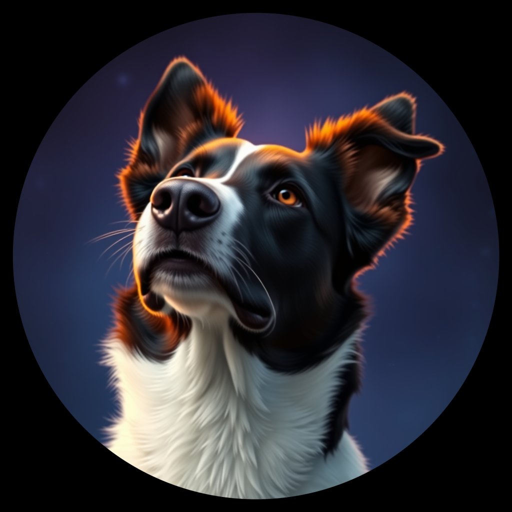Cosmic medallion portrait of BORD_BoC_00GT64, a Border Collie