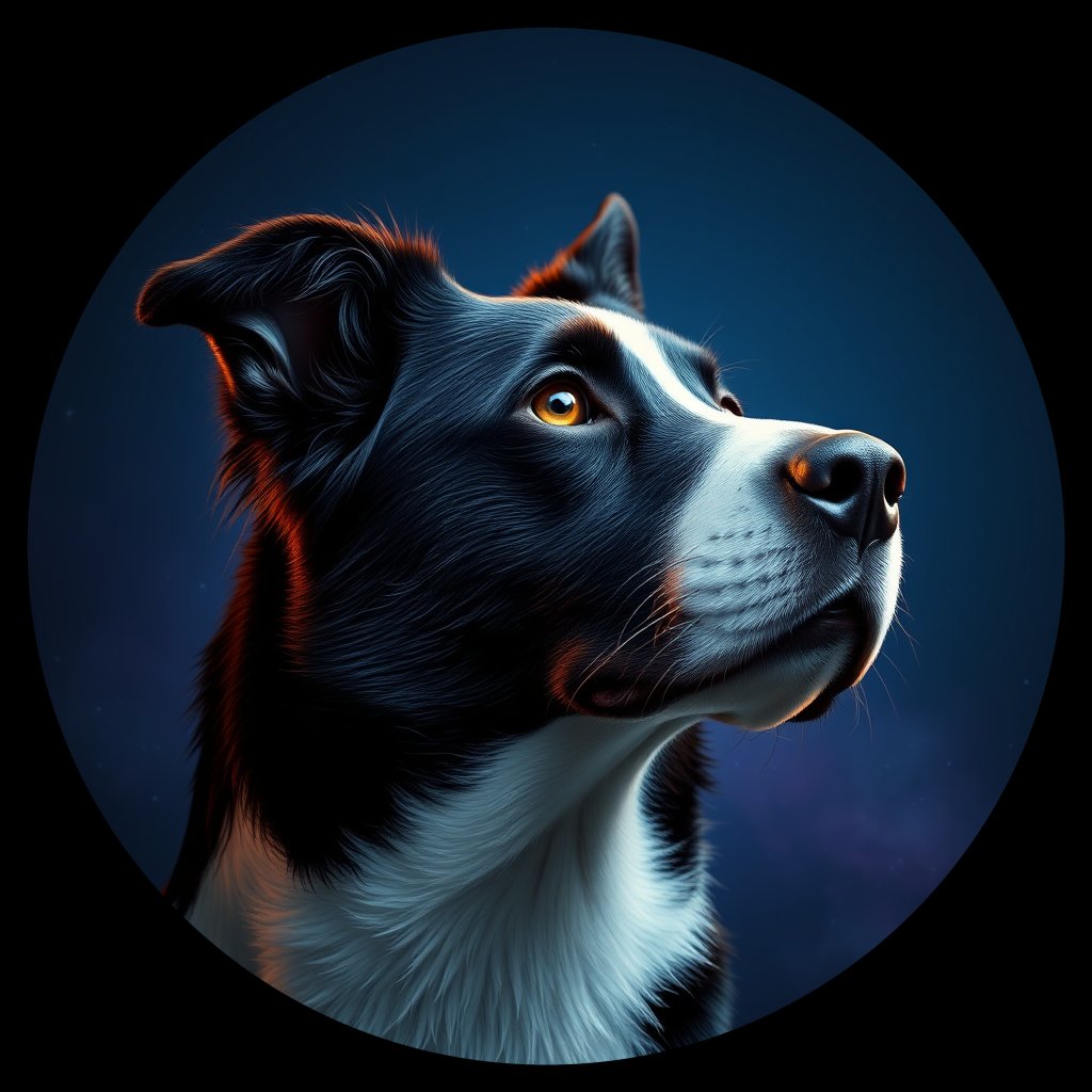 Cosmic medallion portrait of BORD_BoC_00GT65, a Border Collie