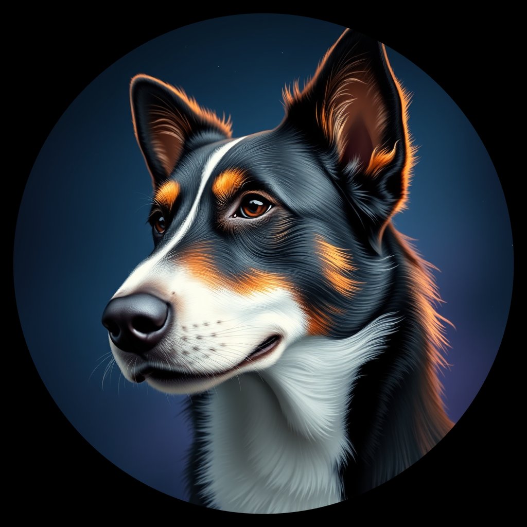 Cosmic medallion portrait of BORD_BoC_00GT66, a Border Collie