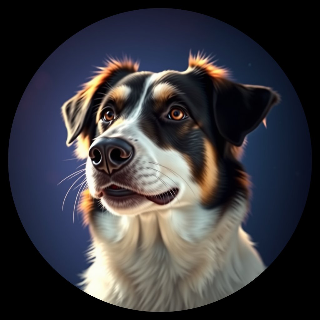 Cosmic medallion portrait of BORD_cd224, a Border Collie