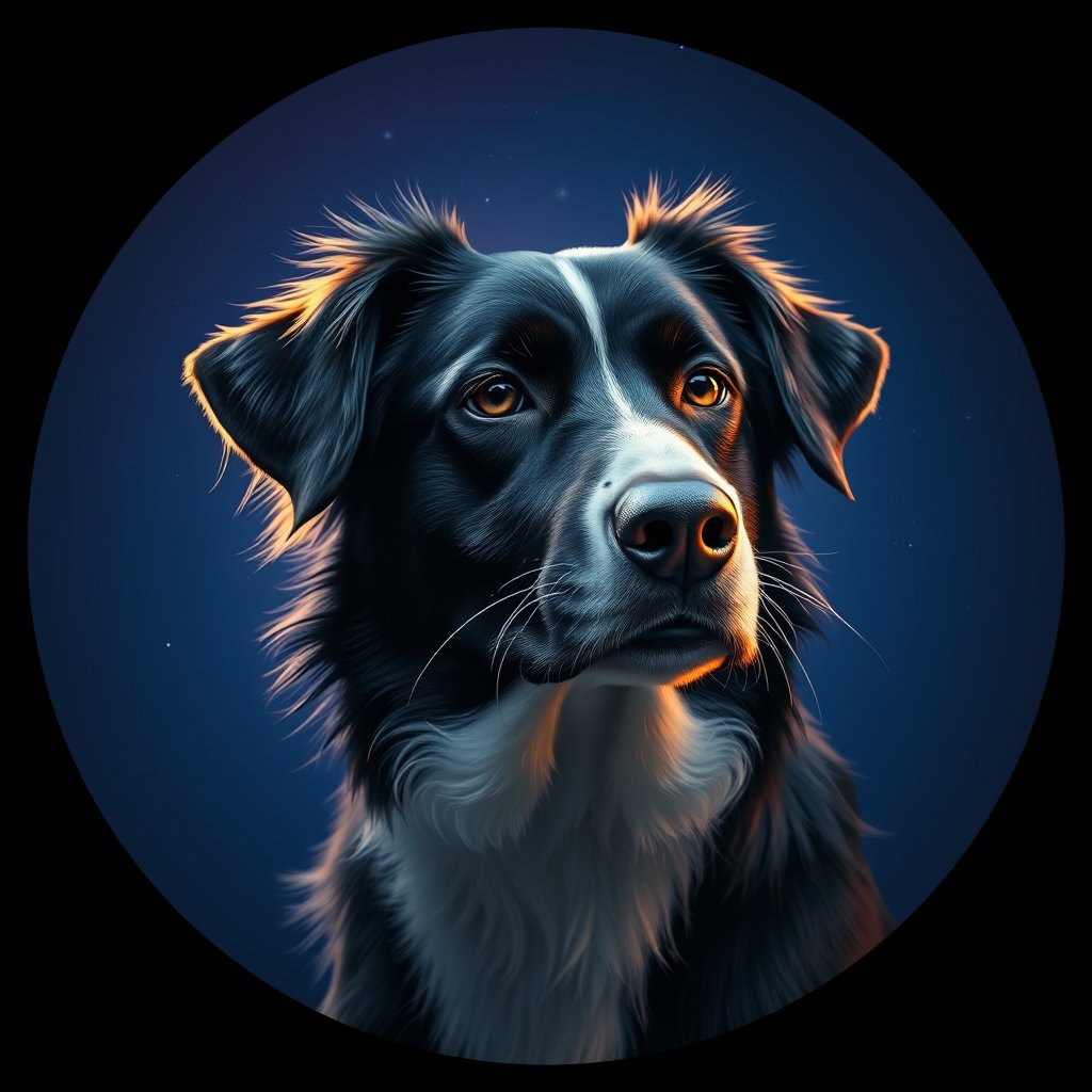 Cosmic medallion portrait of BORD_cd225, a Border Collie