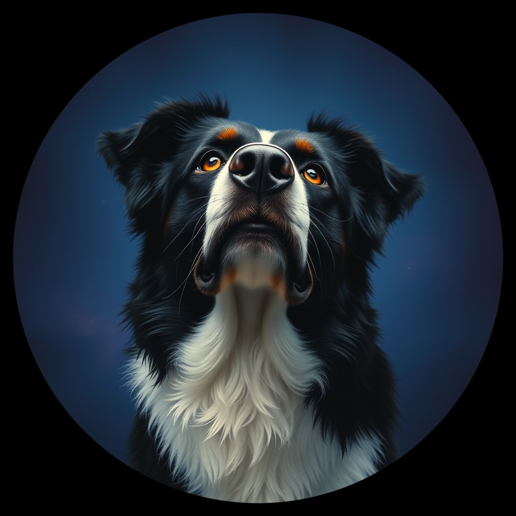 Cosmic medallion portrait of BORD_cd226, a Border Collie