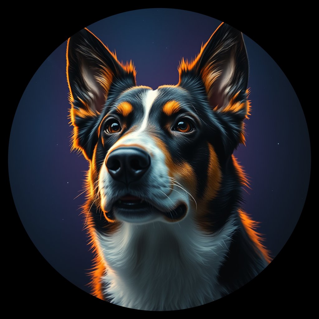 Cosmic medallion portrait of BORD_cd236, a Border Collie