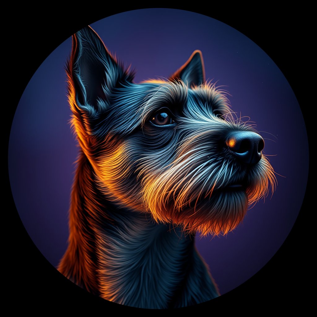 Cosmic medallion portrait of BORT_BORT_08386, a Border Terrier