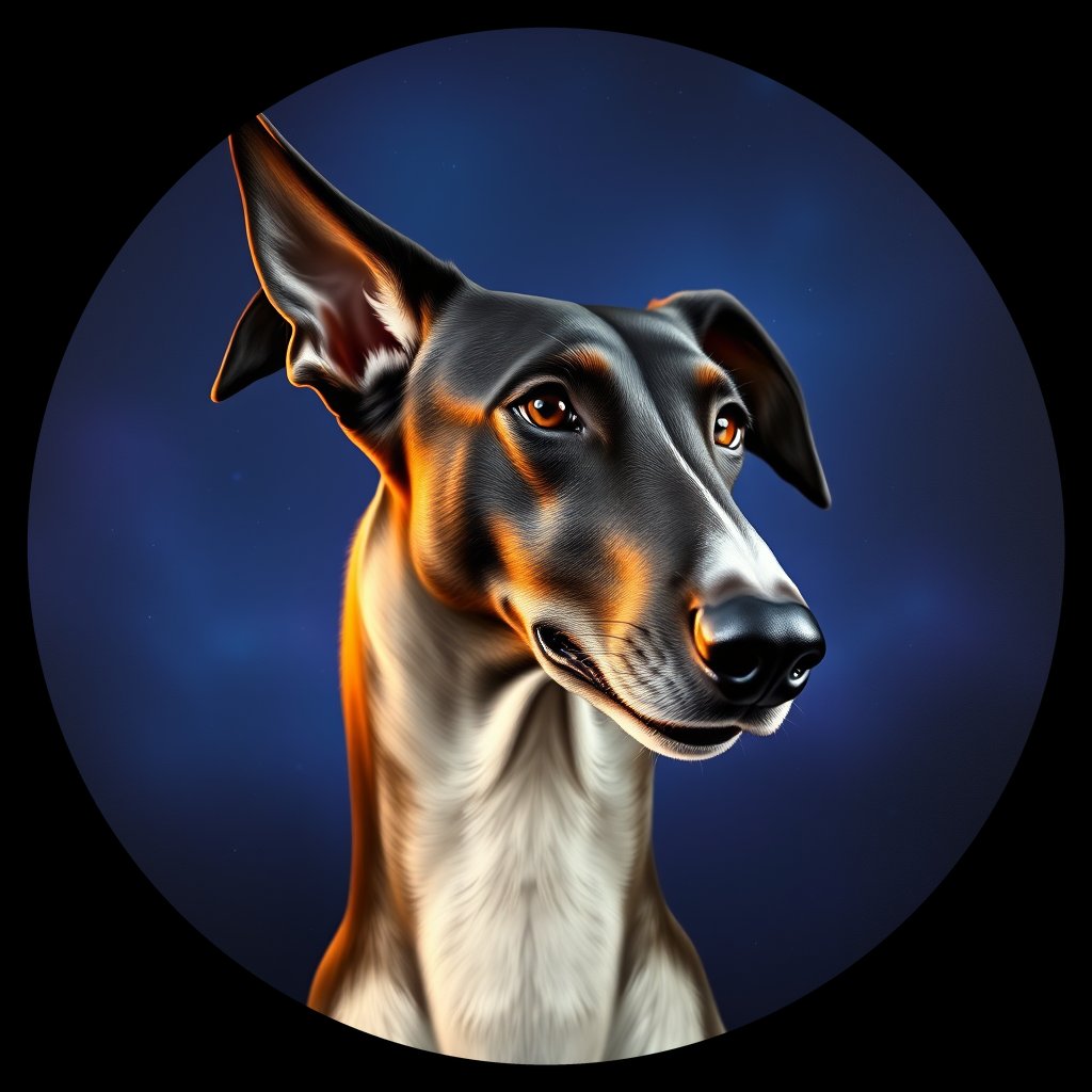 Cosmic medallion portrait of BORZ_BORZ_00978, a Borzoi