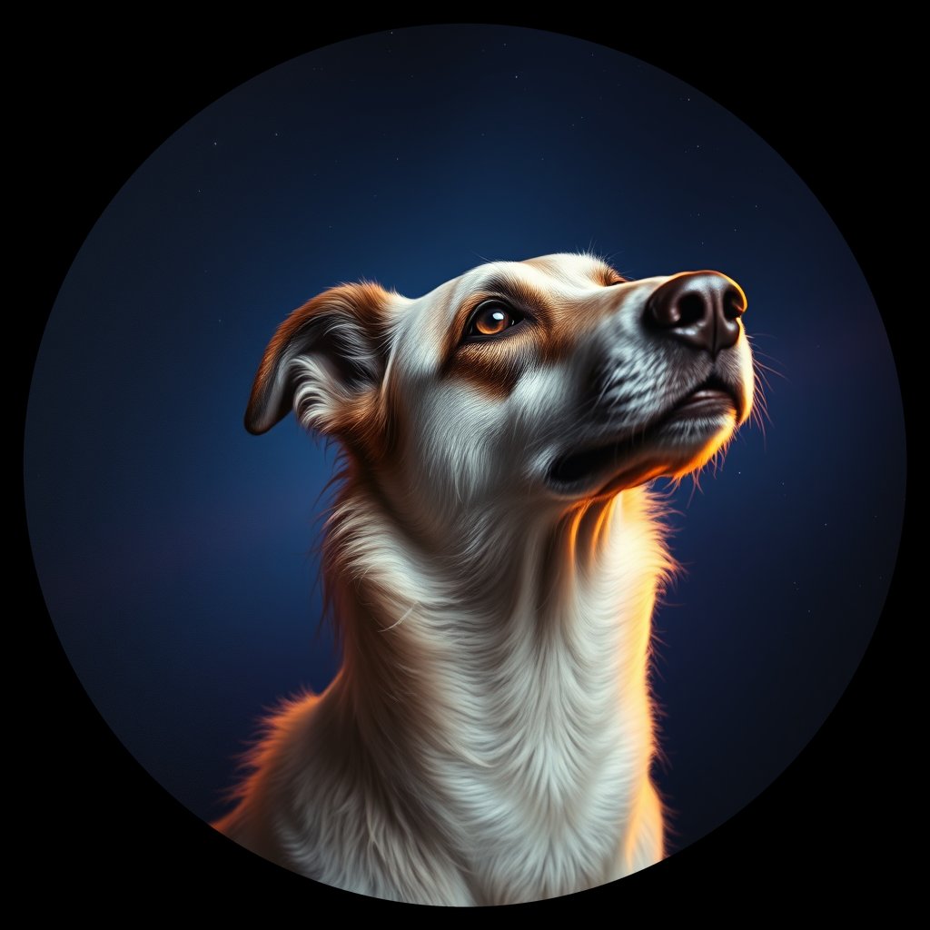 Cosmic medallion portrait of BORZ_BORZ_12818, a Borzoi