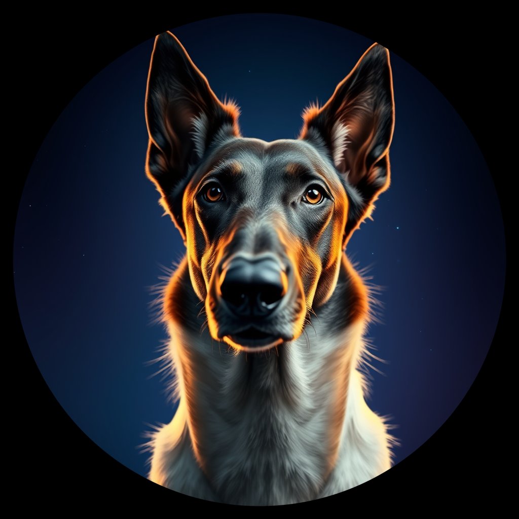 Cosmic medallion portrait of BORZ_BORZ_27195, a Borzoi