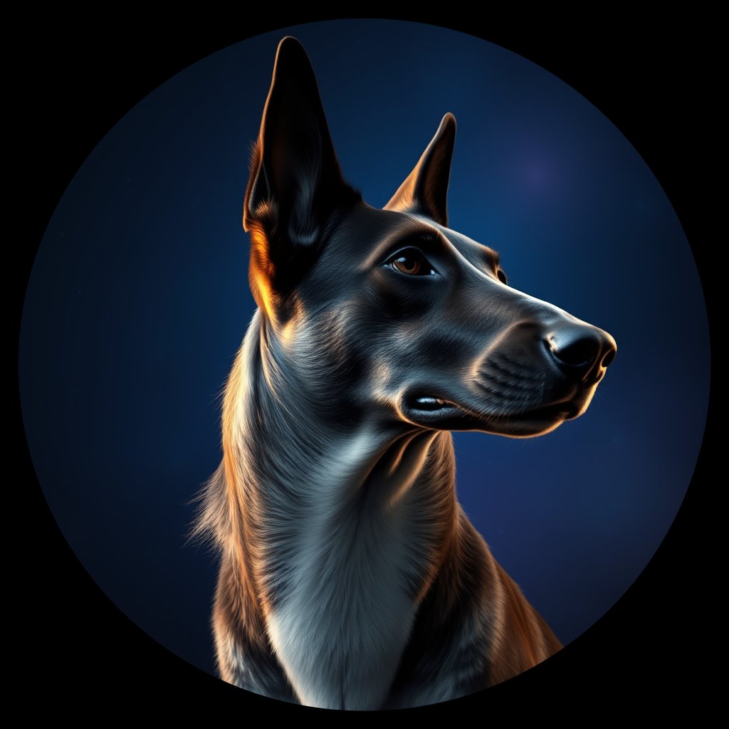 Cosmic medallion portrait of BORZ_BORZ_27197, a Borzoi