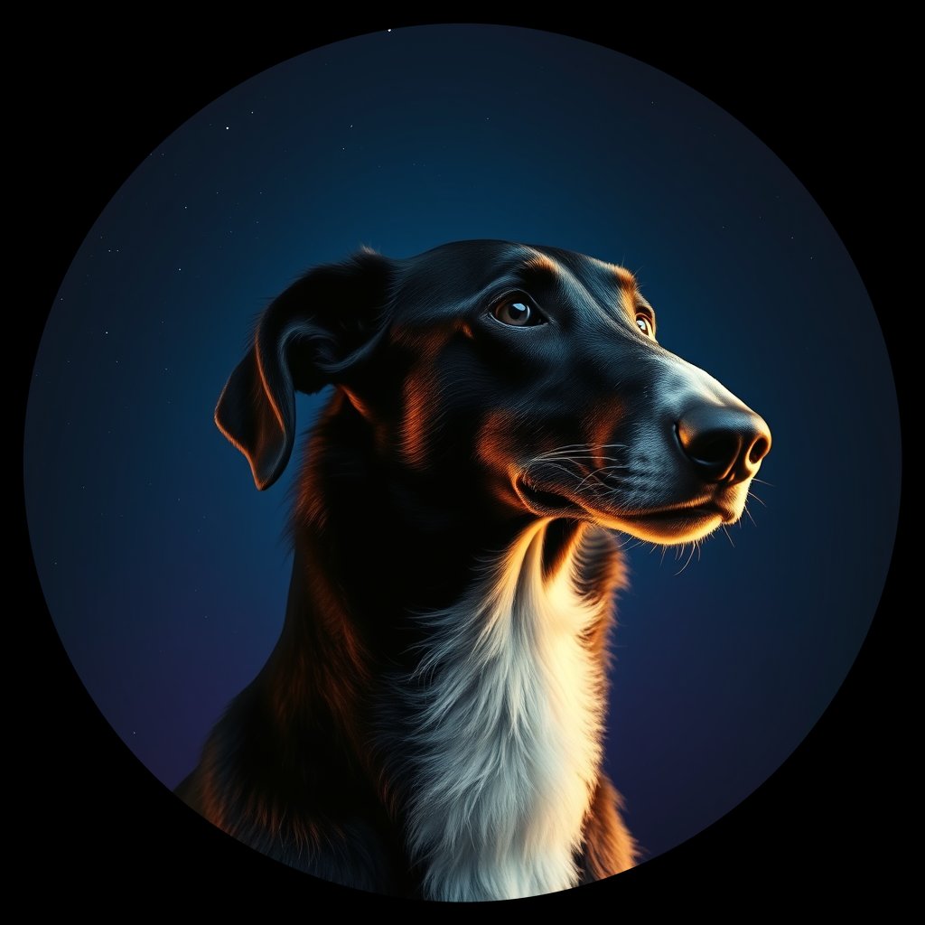 Cosmic medallion portrait of BORZ_BORZ_28388, a Borzoi
