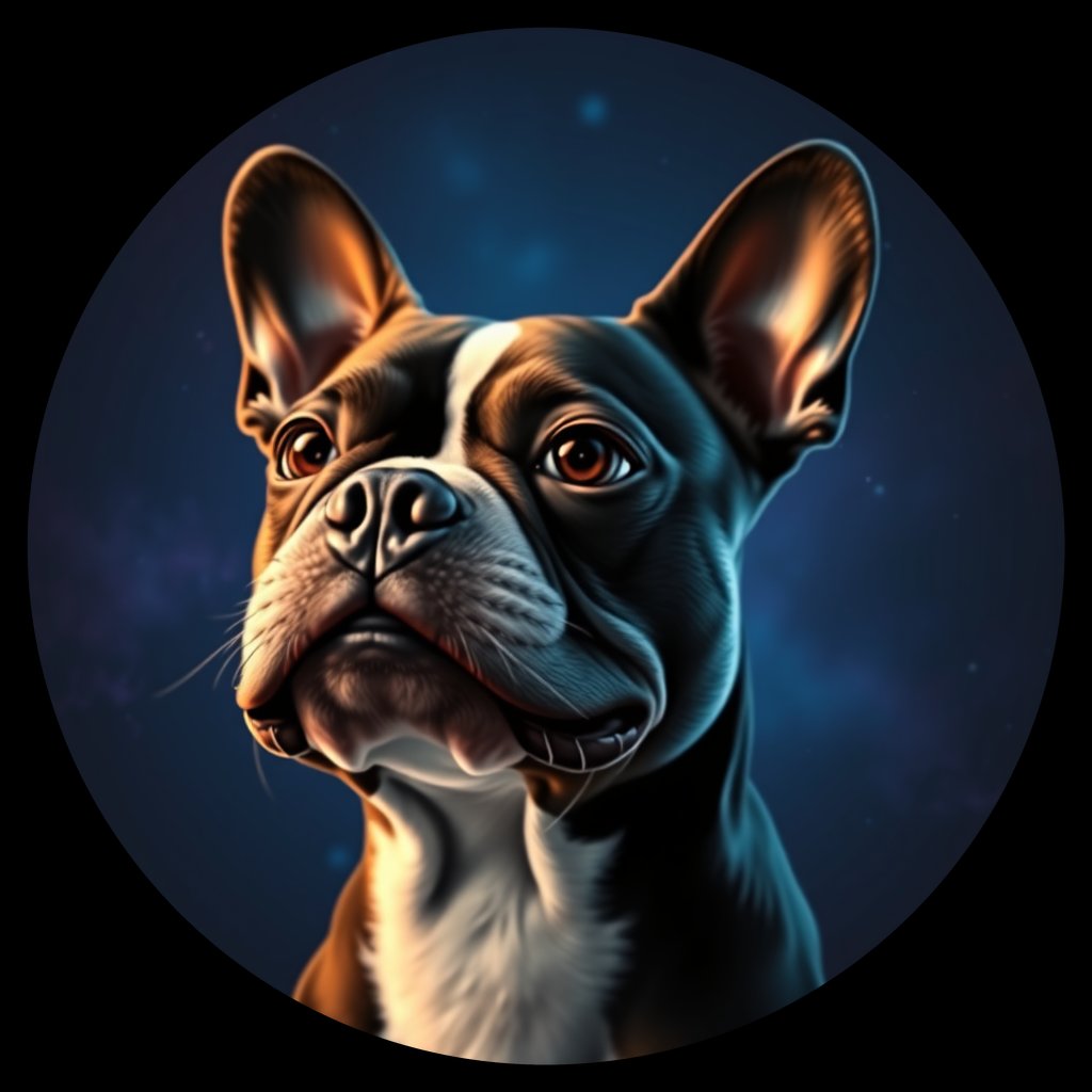 Cosmic medallion portrait of BOST_BOST_00950, a Boston Terrier