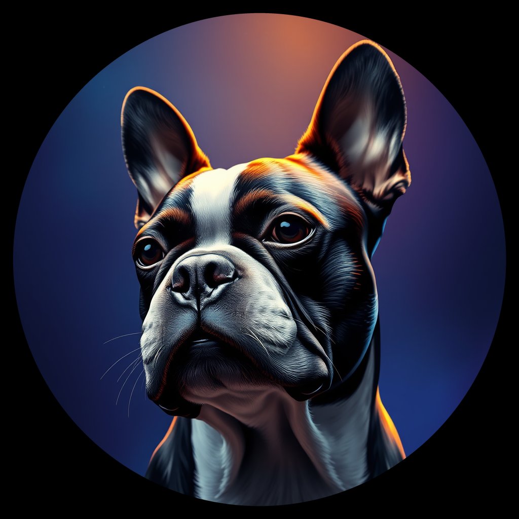 Cosmic medallion portrait of BOST_BOST_08701, a Boston Terrier
