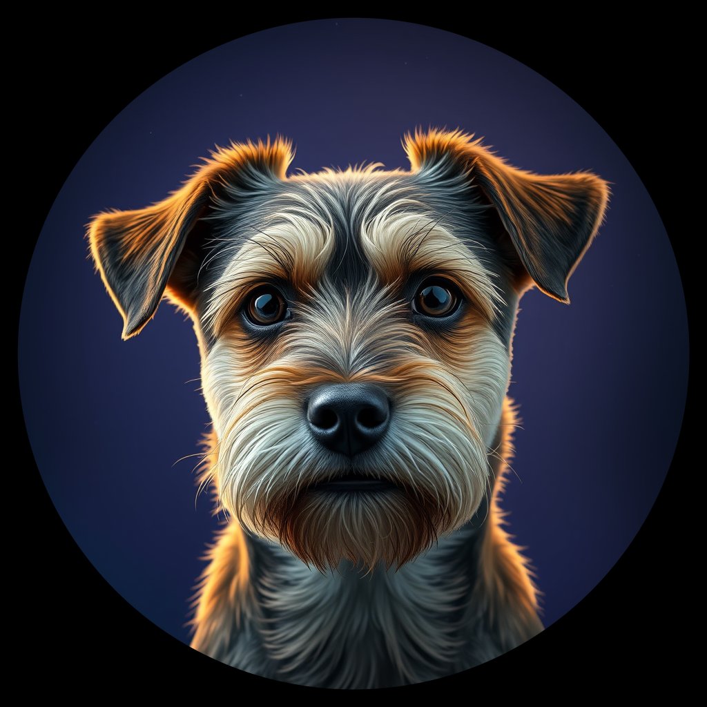 Cosmic medallion portrait of BOT_28523_BOT_28523, a Border Terrier