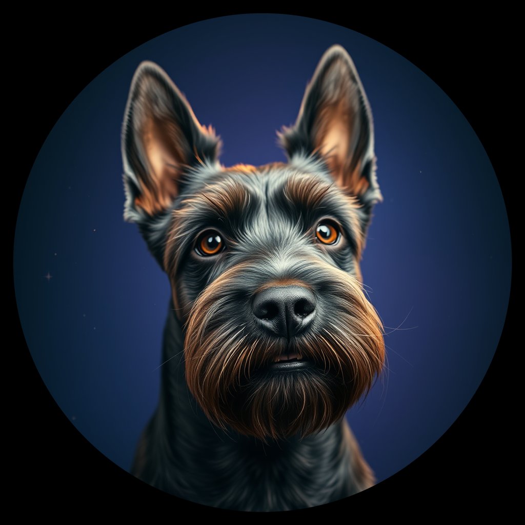 Cosmic medallion portrait of BOUV_BOUV_34C06, a Bouvier Des Flandres