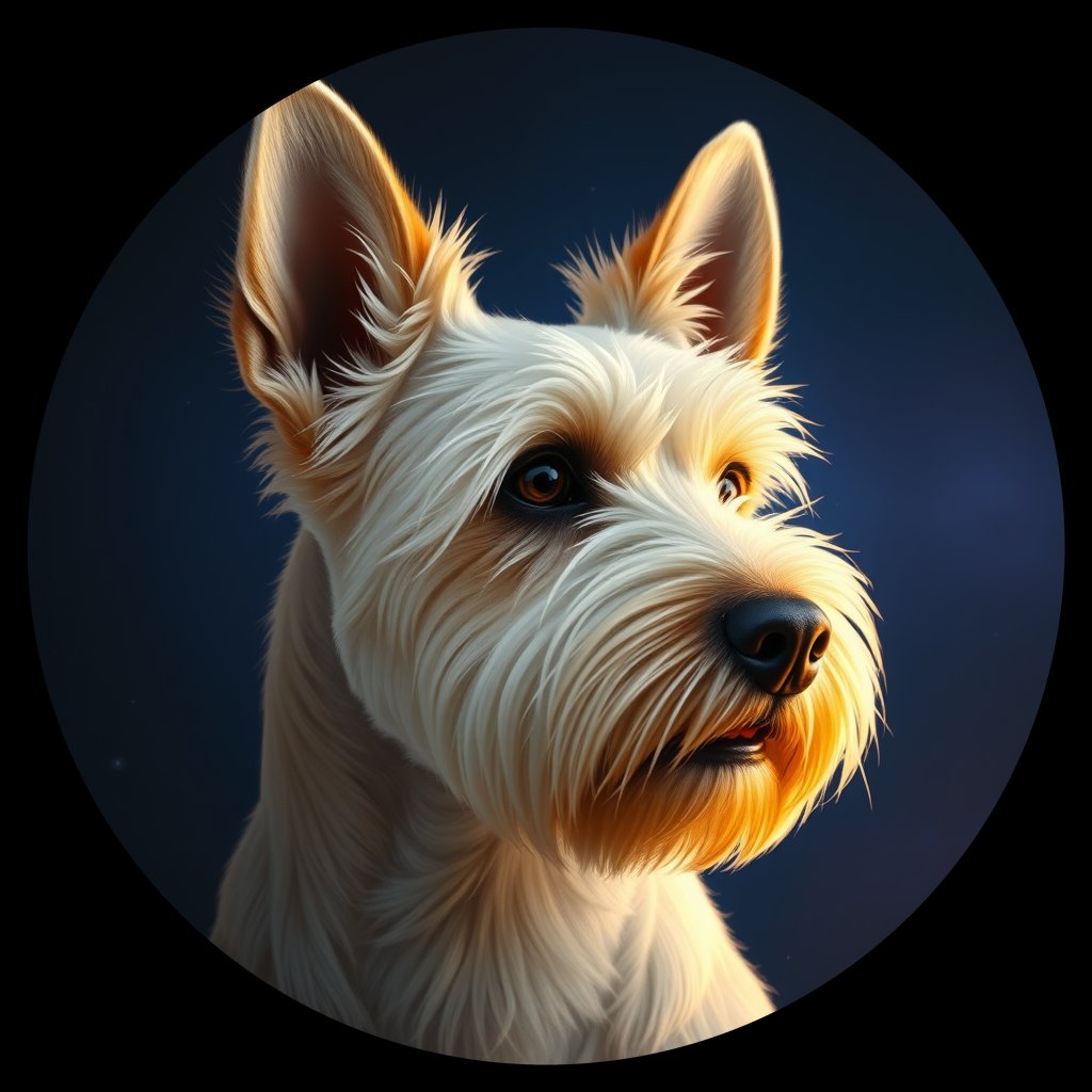 Cosmic medallion portrait of BOUV_BOUV_34F01, a Bouvier Des Flandres
