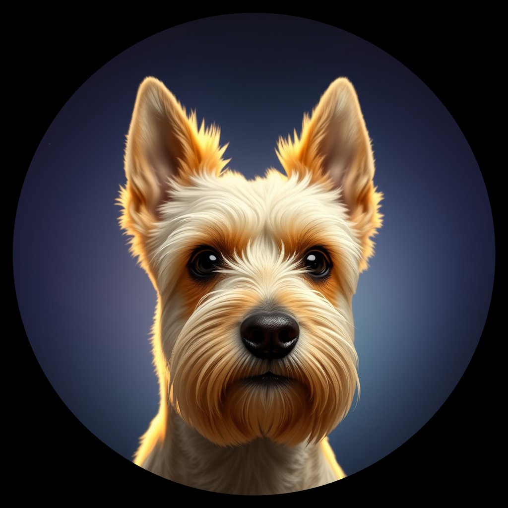 Cosmic medallion portrait of BOUV_BOUV_35D03, a Bouvier Des Flandres