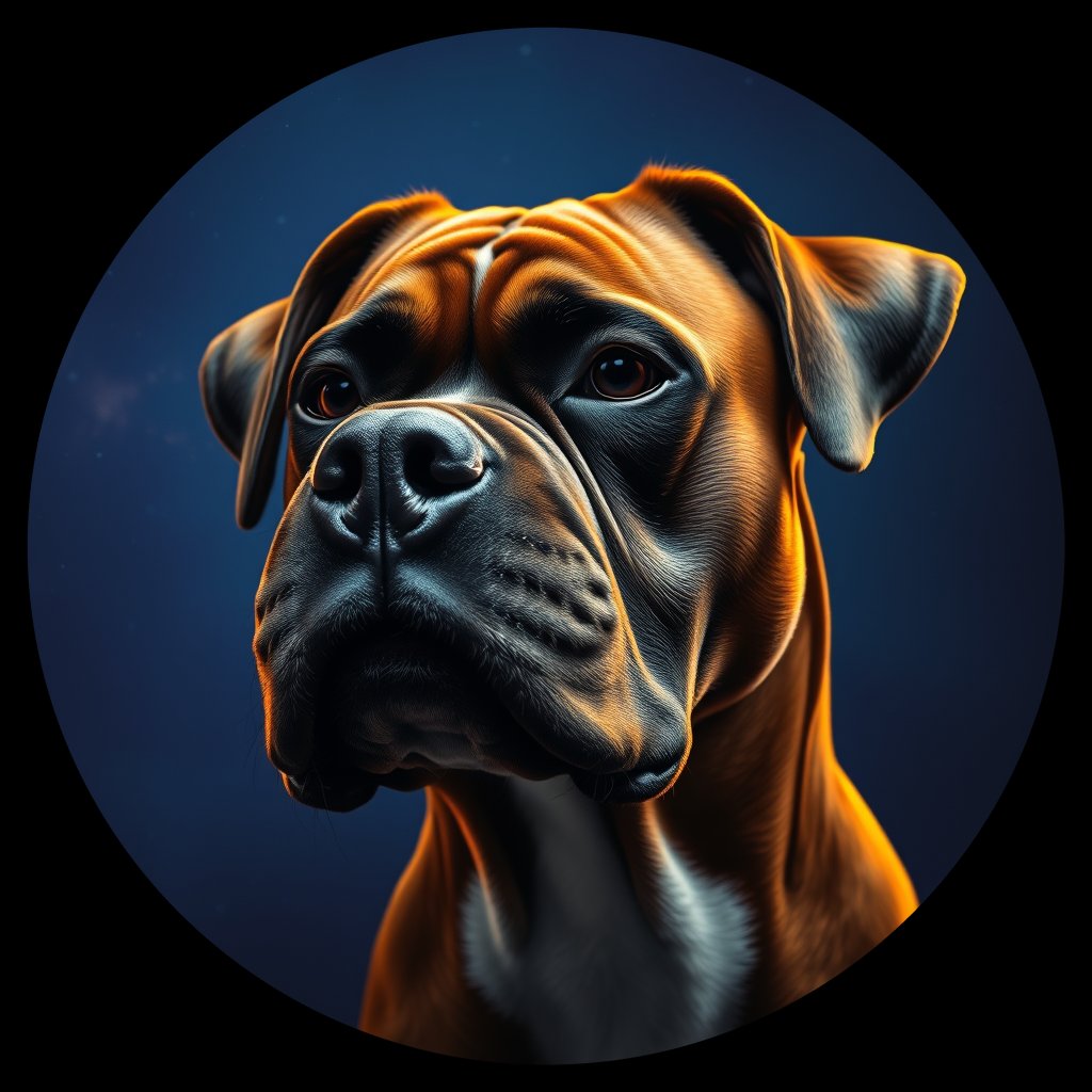 Cosmic medallion portrait of BOX_BOX_000997, a Boxer