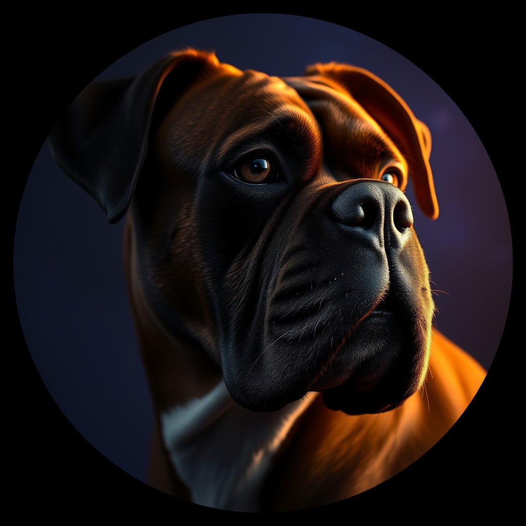 Cosmic medallion portrait of BOX_BOX_001177, a Boxer