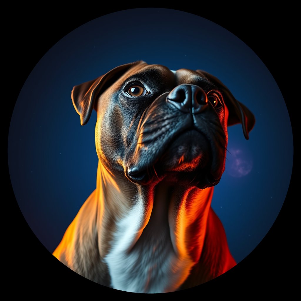 Cosmic medallion portrait of BOX_BOX_001179, a Boxer