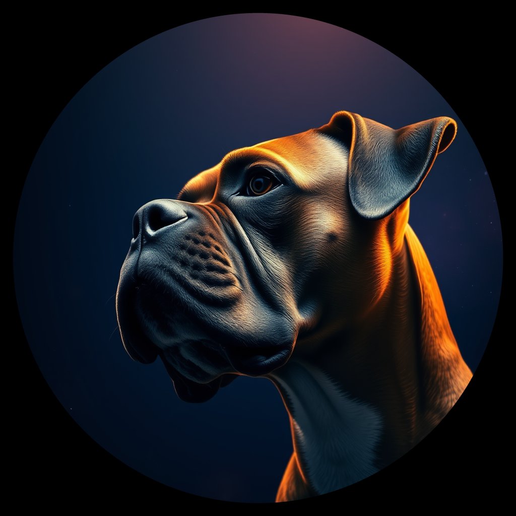Cosmic medallion portrait of BOX_BOX_012966, a Boxer