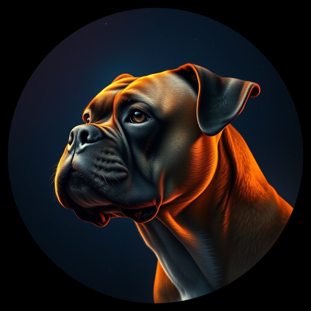 Cosmic medallion portrait of BOX_BOX_027190, a Boxer