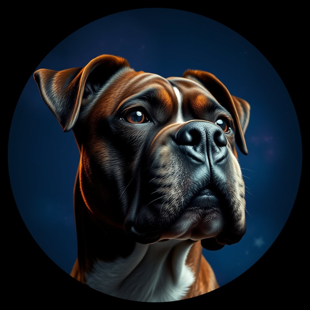 Cosmic medallion portrait of BOX_BOX_027200, a Boxer