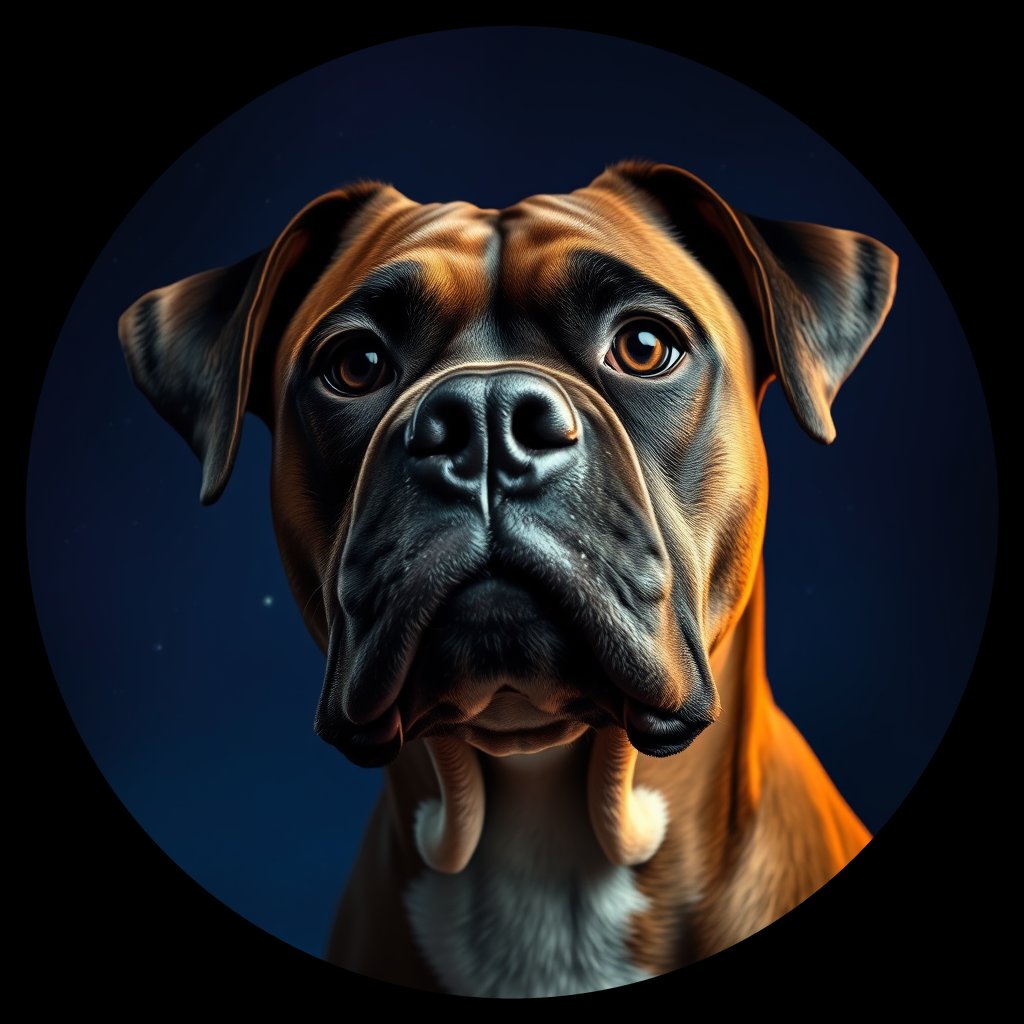 Cosmic medallion portrait of BOX_BOX_027749, a Boxer