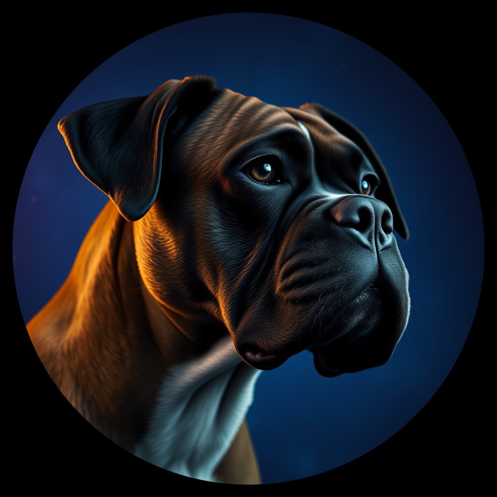 Cosmic medallion portrait of BOX_BOX_028501, a Boxer