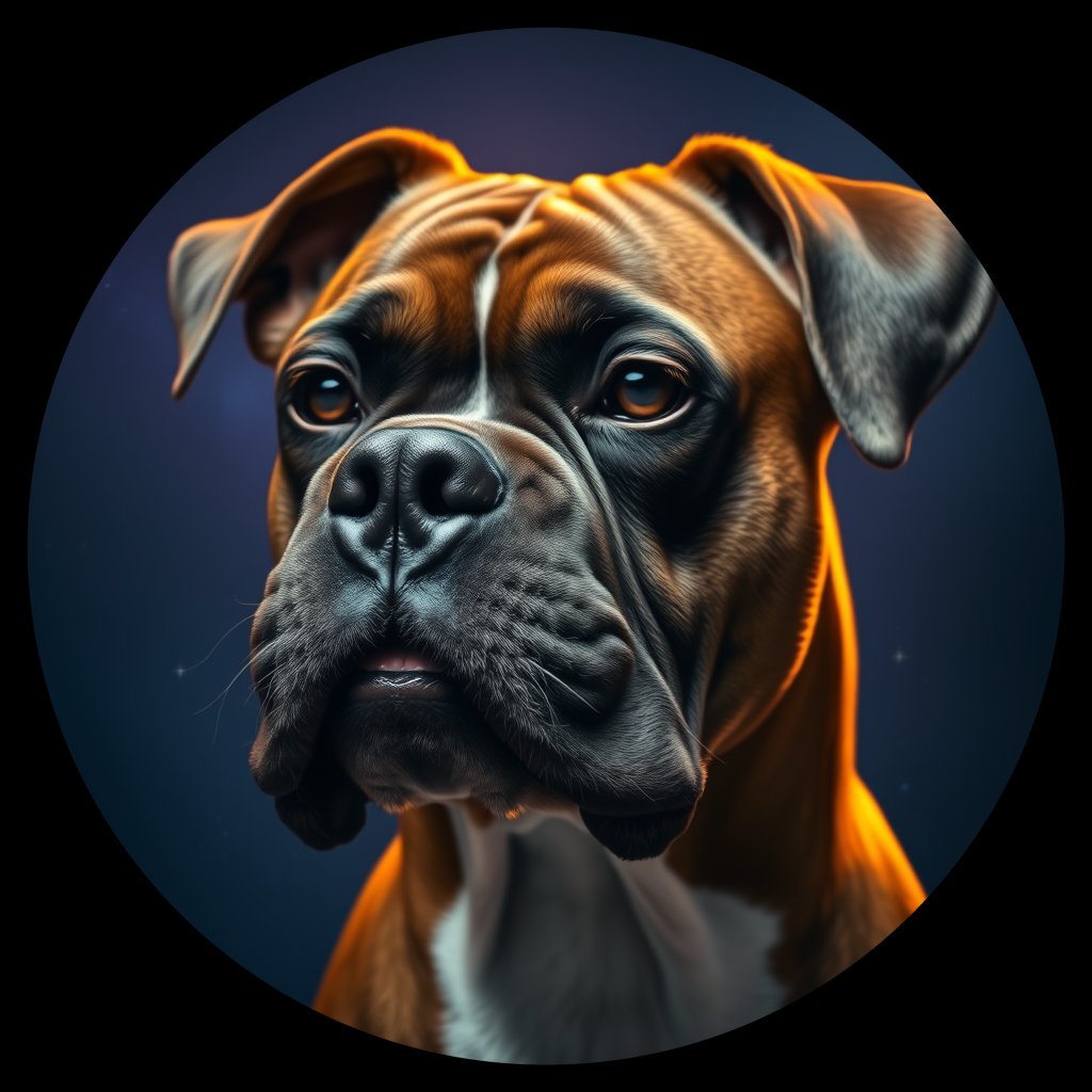 Cosmic medallion portrait of BOX_BOX_028503, a Boxer