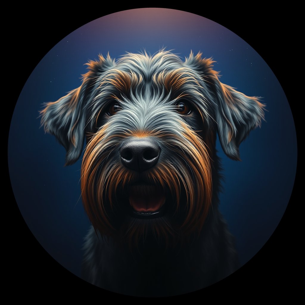 Cosmic medallion portrait of BRIA_BRIA_07780, a Briard
