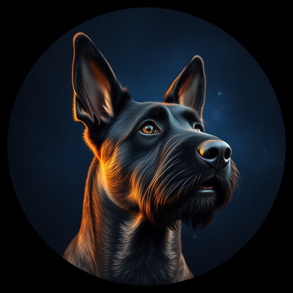 Cosmic medallion portrait of BRIA_BRIA_14502, a Briard