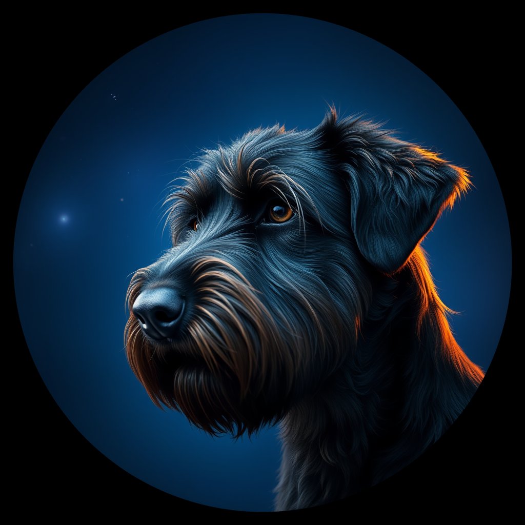 Cosmic medallion portrait of BRIA_BRIA_14565, a Briard