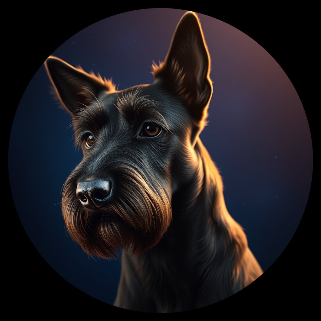Cosmic medallion portrait of BRIA_BRIA_20026, a Briard