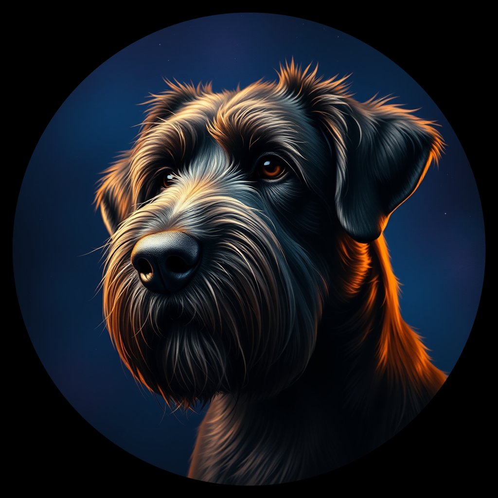 Cosmic medallion portrait of BRIA_BRIA_20217, a Briard