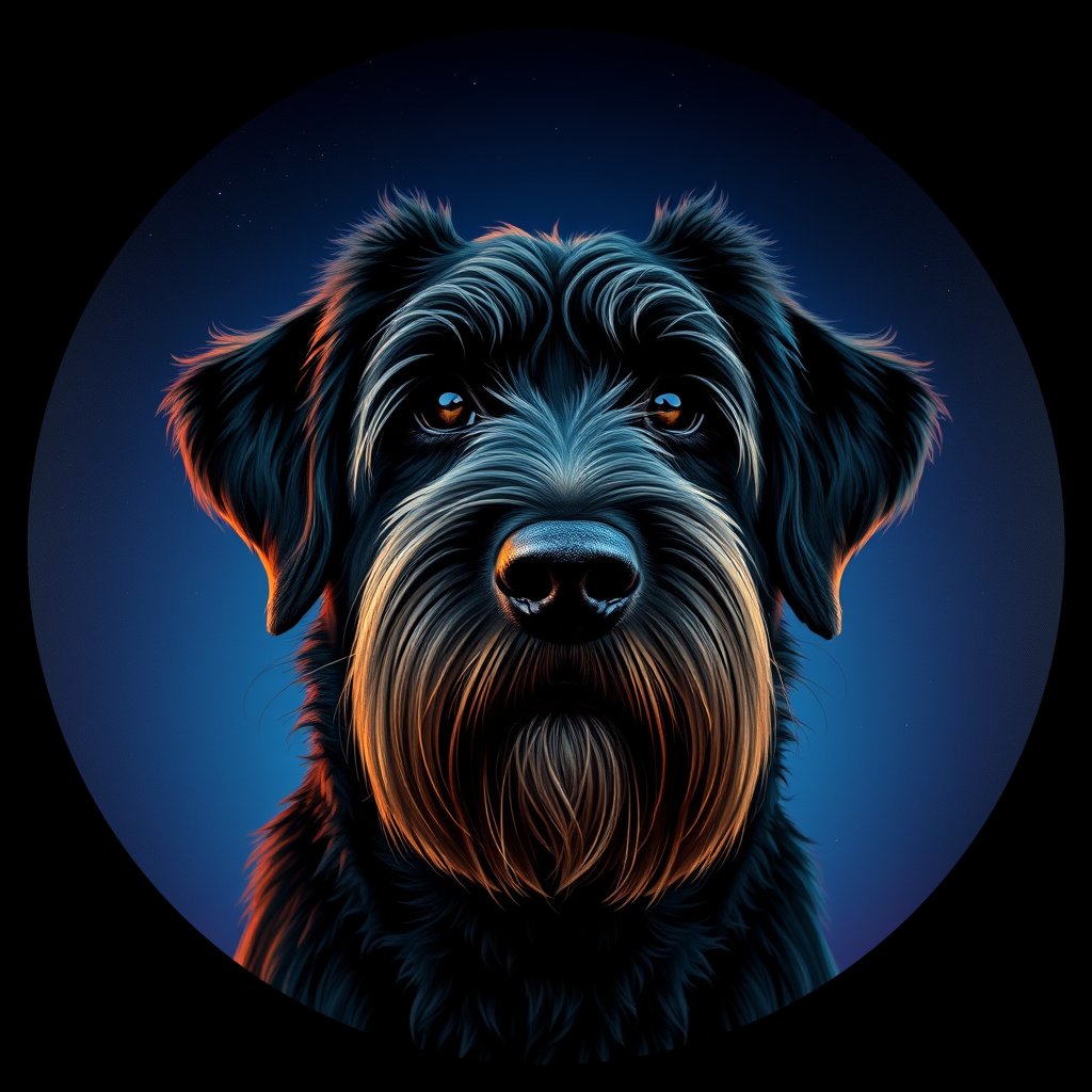 Cosmic medallion portrait of BRIA_BRIA_20268, a Briard