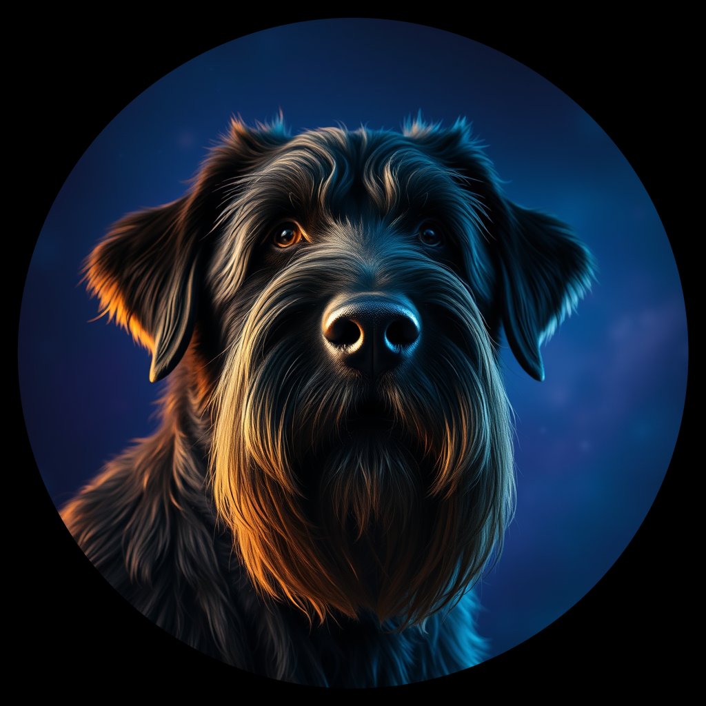 Cosmic medallion portrait of BRIA_BRIA_27587, a Briard