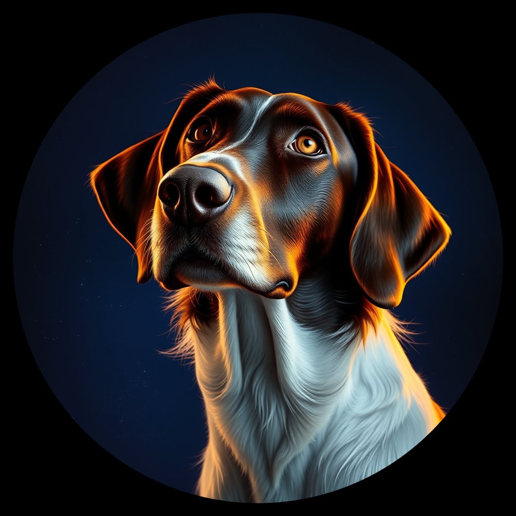 Cosmic medallion portrait of BRIT_BRIT_12727, a Brittany