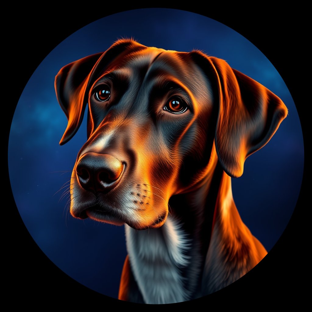 Cosmic medallion portrait of BRIT_BRIT_13150, a Brittany