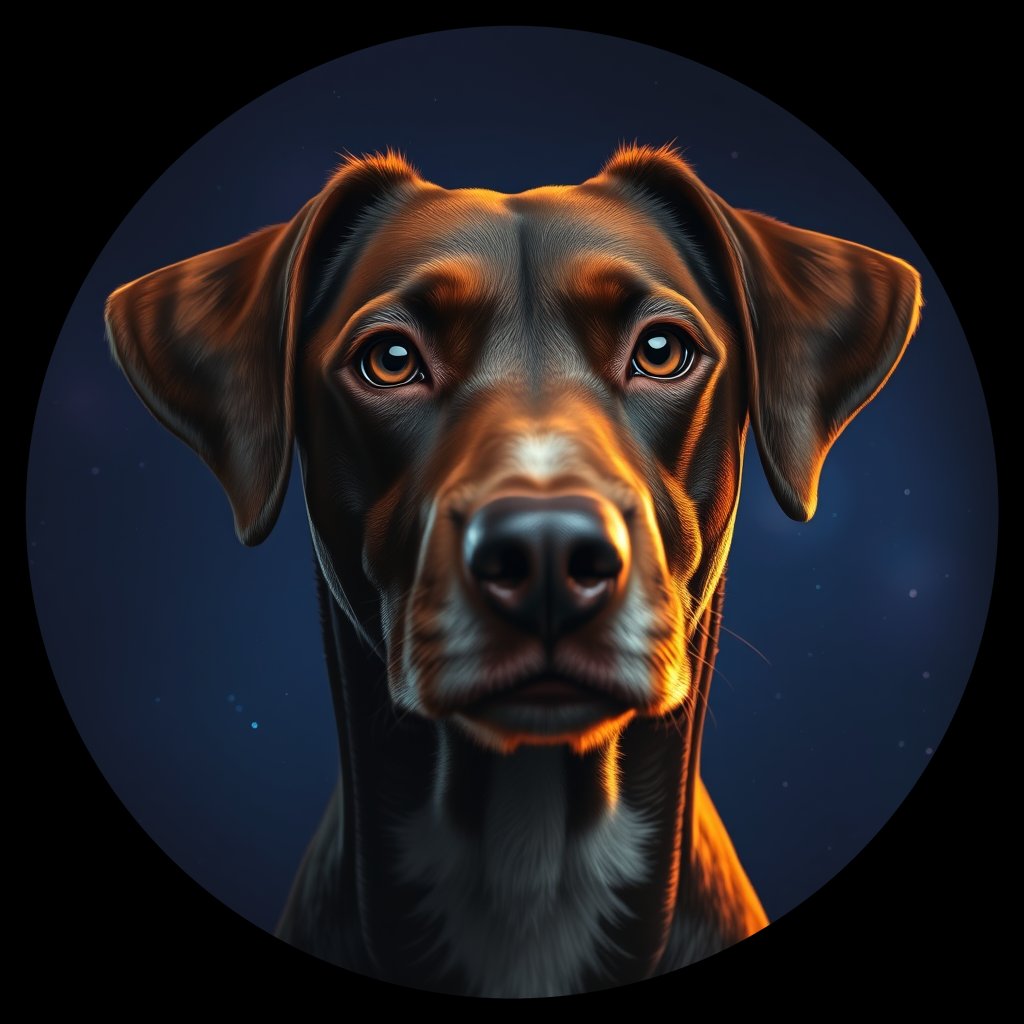 Cosmic medallion portrait of BRIT_BRIT_27117, a Brittany