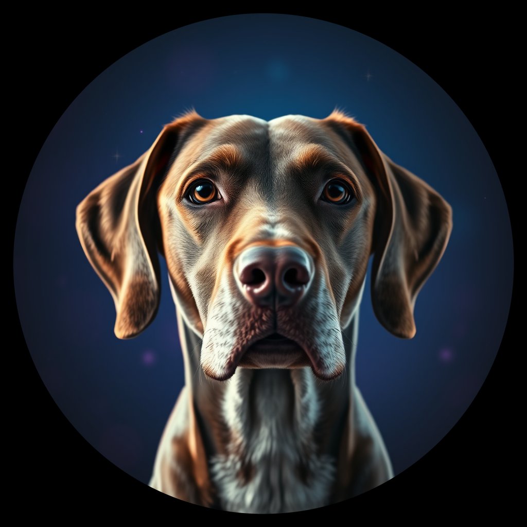 Cosmic medallion portrait of BRIT_BRIT_27137, a Brittany