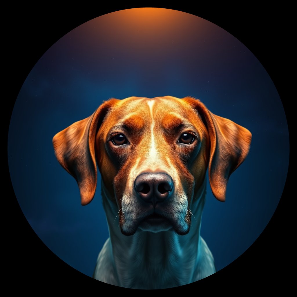 Cosmic medallion portrait of BRIT_BRIT_28919, a Brittany