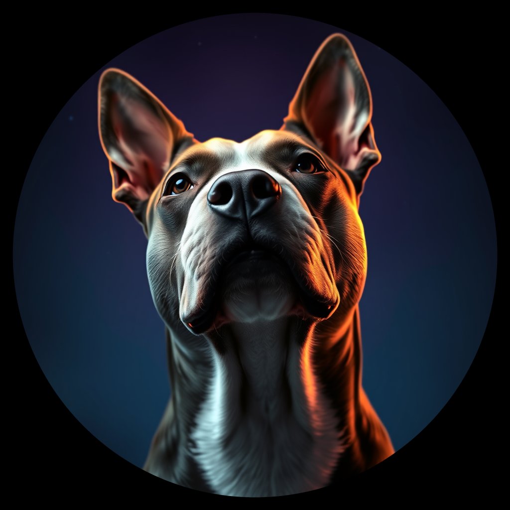 Cosmic medallion portrait of BRTR_BRTR_15419, a Bull Terrier