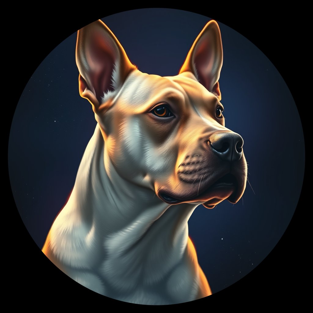 Cosmic medallion portrait of BRTR_BRTR_15422, a Bull Terrier
