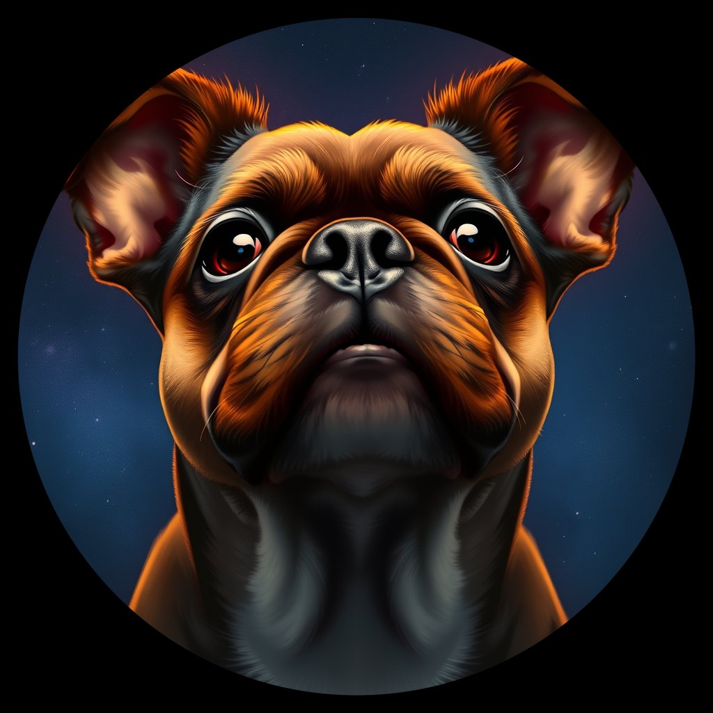 Cosmic medallion portrait of BRUS_BRUS_Z4F02, a Brussels Griffon
