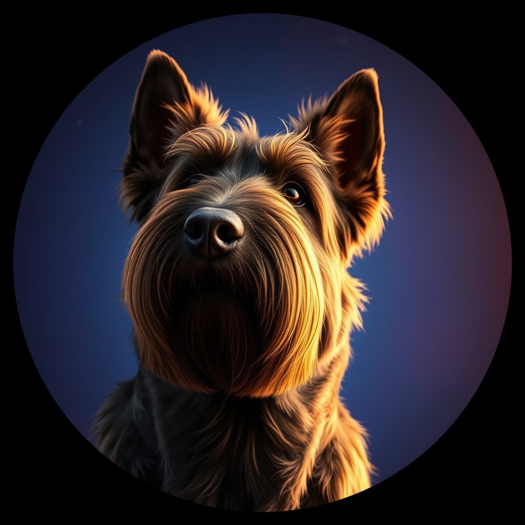 Cosmic medallion portrait of BR_32256_BR_32256, a Briard